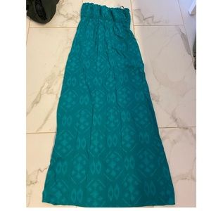 green strapless long dress